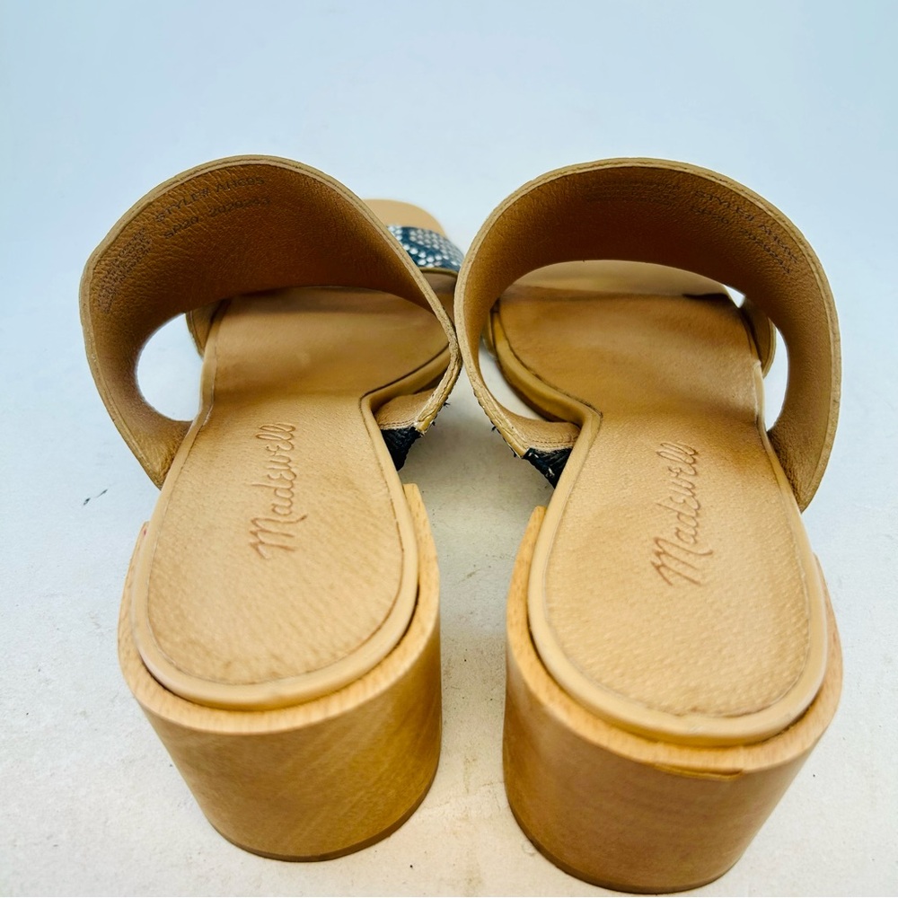 MADEWELL Gray Cream Beige Snake Embossed Leather Kiera Mule Sandals, size 8.5 - Picture 6 of 12